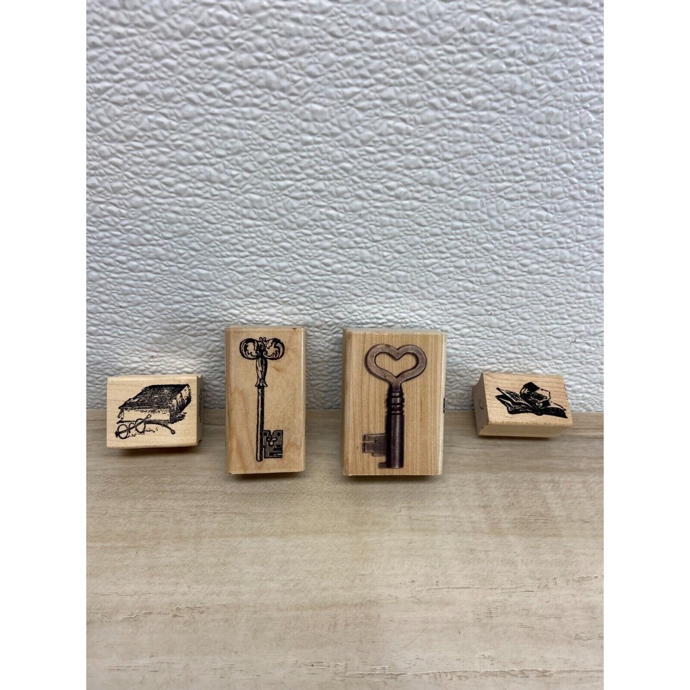 Mixed Brands Set Of 4 Wood Mounted Rubber Stamps